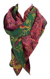 Butterfly Pink Kantha Scarf - India