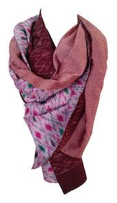 Rose and Purple Kantha Scarf - India